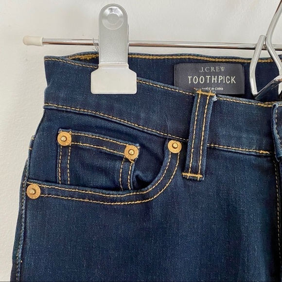 J. Crew Toothpick Skinny Jeans - Stretchy Dark Blue, Mid/High Rise - Picture 2 of 7